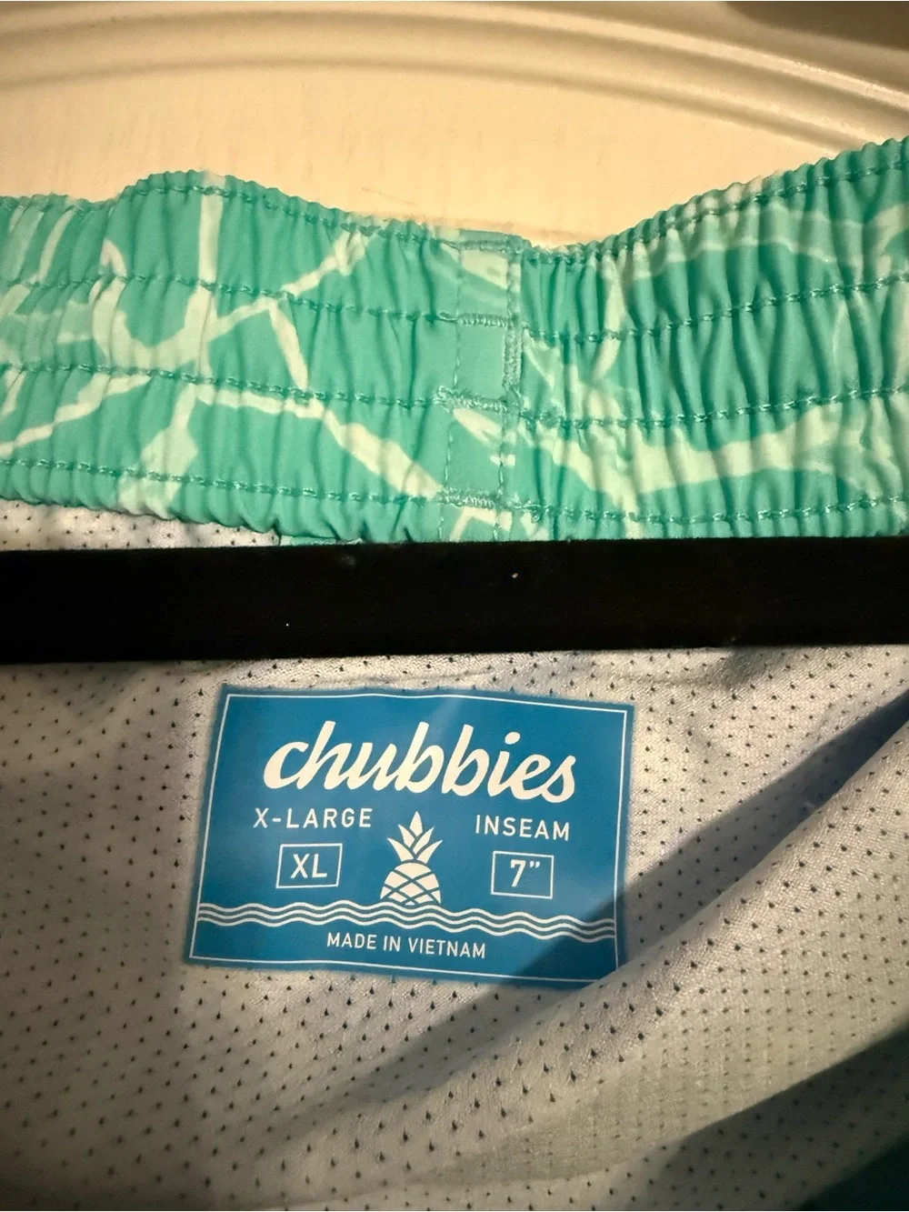 Chubbies Aqua & White Patterned Swim Trunks